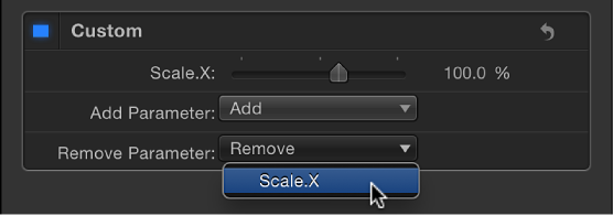 Behaviors Inspector showing parameter being removed from a Custom behavior