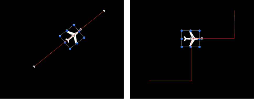 Canvas showing the effect of adding Quantize behavior to an object animated using a Throw behavior