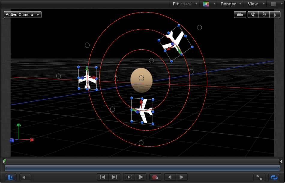 Canvas showing Orbit Around behavior when both X and Y axes are enabled