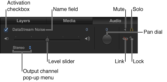 Controls in the Audio list