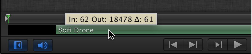 Mini-Timeline showing audio clip being slipped