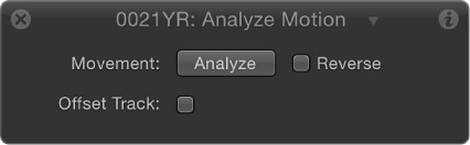 HUD showing Analyze Motion behavior parameters