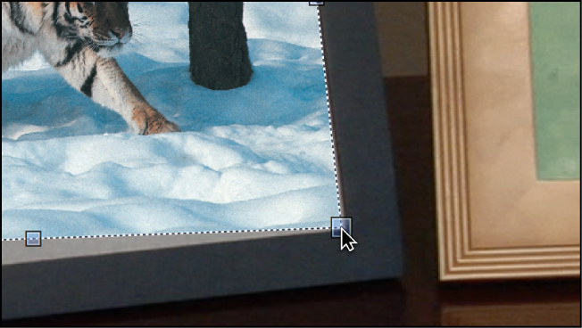 Canvas showing object being modified using Four Corner tool