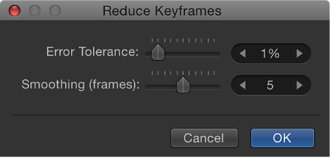 Reduce Keyframes dialog