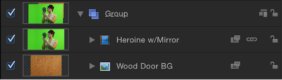 Two objects arranged in Layer list for keying