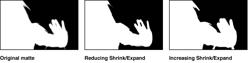 Original matte as seen in Canvas, compared to shrunken and expanded version of same matte