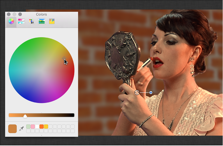 Using color wheel in Colors window to adjust color of foreground image