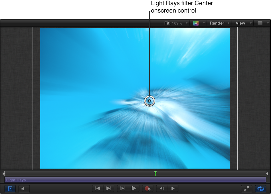 Light Rays filter Center onscreen control