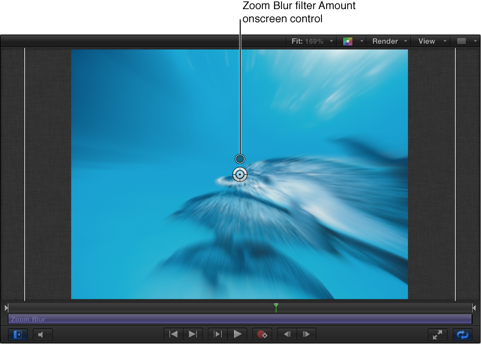 Zoom Blur filter Amount onscreen control