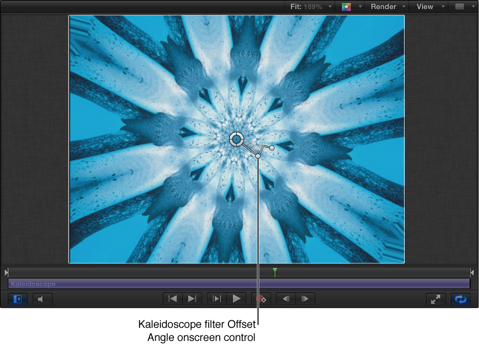 Kaleidoscope filter Offset Angle onscreen control