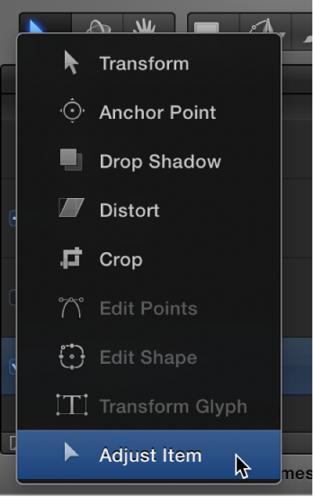 Selecting the Adjust Item tool in the toolbar