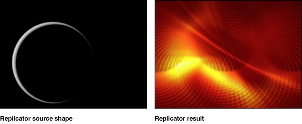 Canvas showing examples of replicators