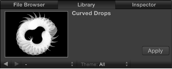 Library preview area showing selected replicator object