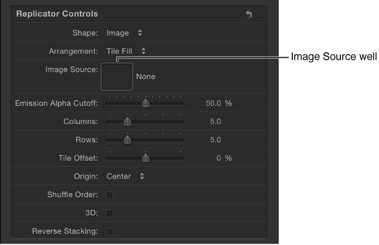 Replicator Inspector showing Image Source well
