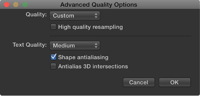 Advanced Quality Options dialog