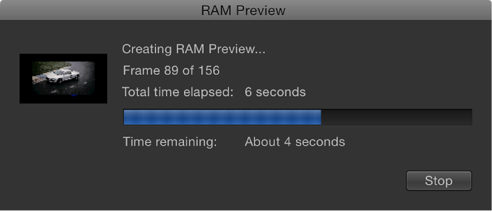 RAM Preview progress dialog