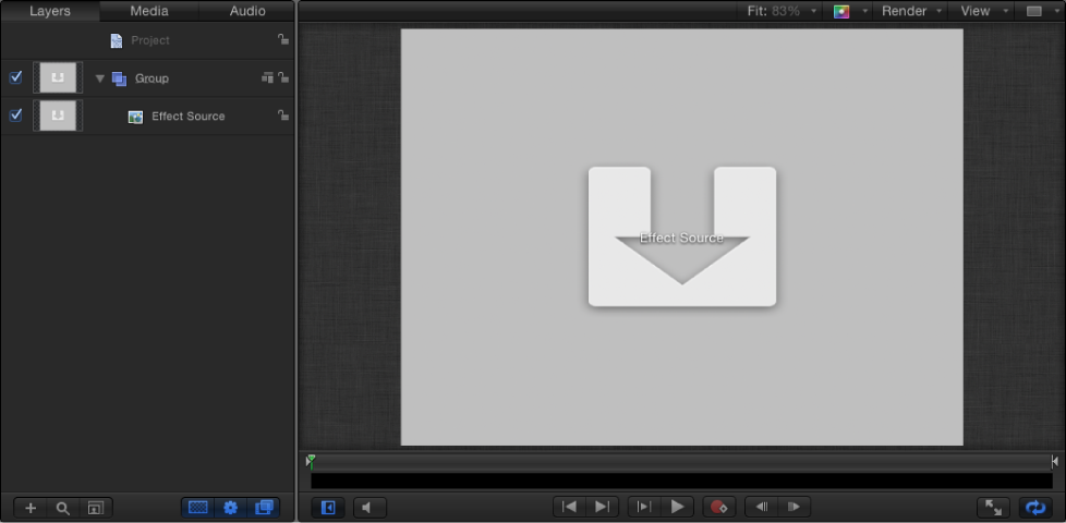 New Final Cut Effect project showing Layers list and Canvas