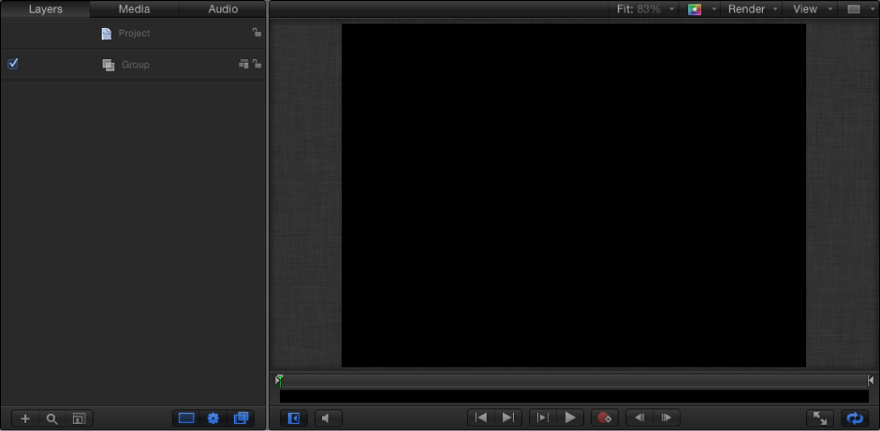 New Final Cut Generator project showing Layers list and Canvas