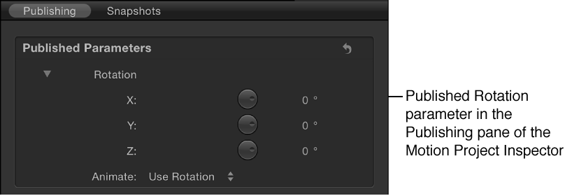 Published Rotation parameter in Publishing pane of Project Inspector