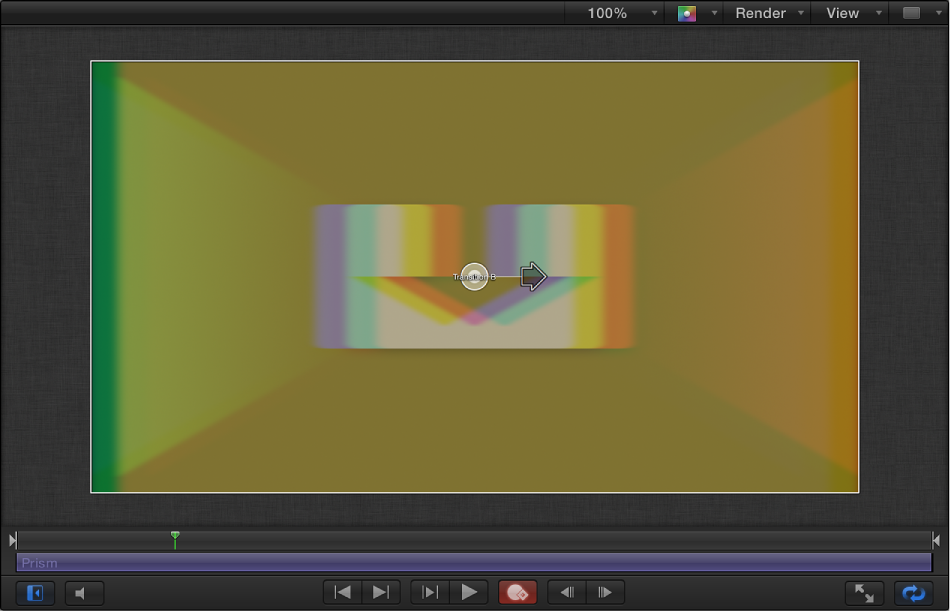 Canvas showing Prism filter effect on Transition B