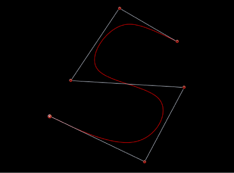 Canvas showing S-curve created with B-Spline handles