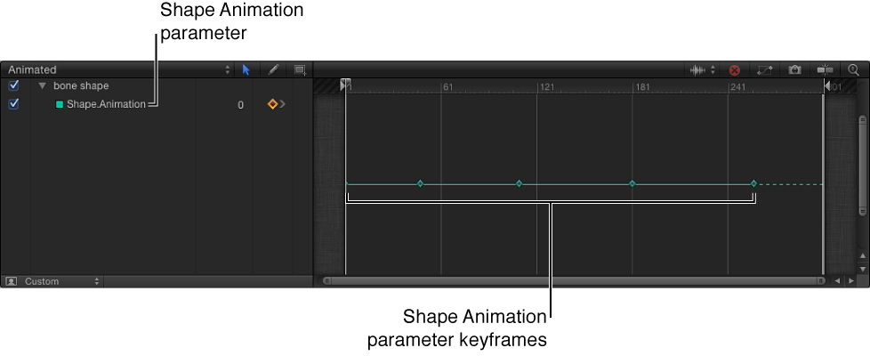 Keyframe Editor showing Shape Animation parameter
