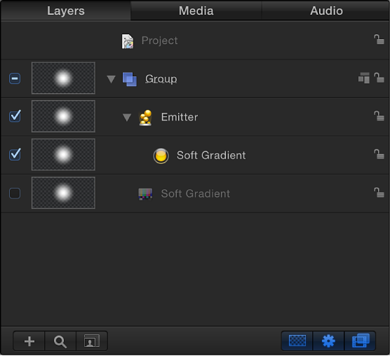 Layers list showing Emitter and disabled reference object