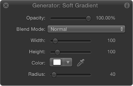 HUD showing Soft Gradient generator parameters