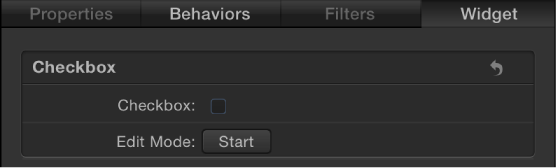 Widget Inspector showing Checkbox parameters