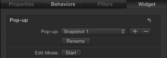 Inspector showing newly added pop-up menu widget