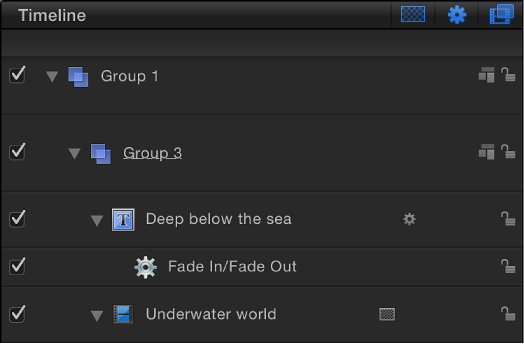 Timeline showing layers list