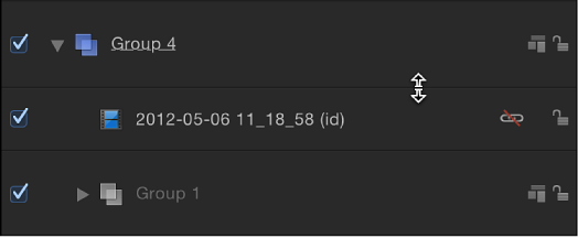Row adjust pointer in the Timeline