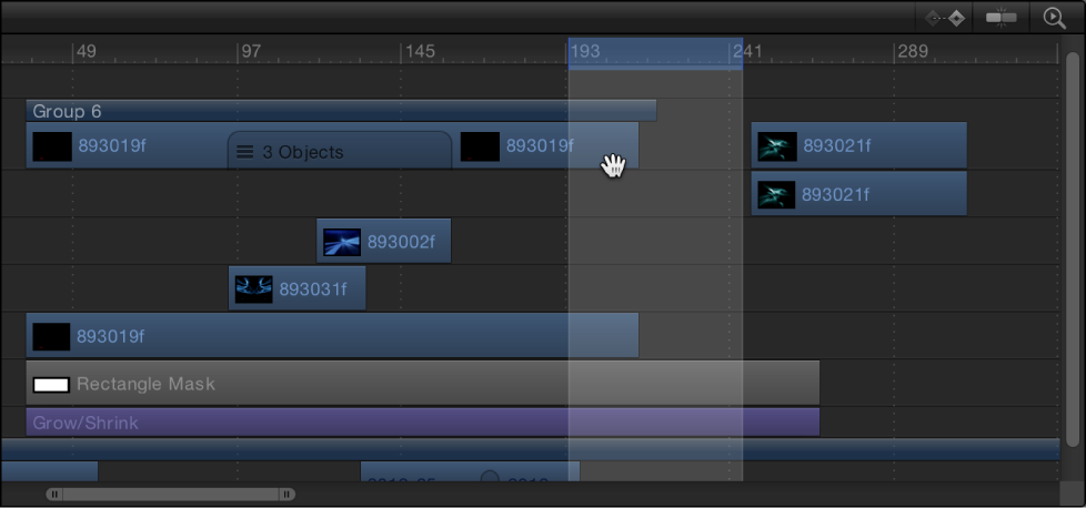 Region being moved with the move pointer in the Timeline