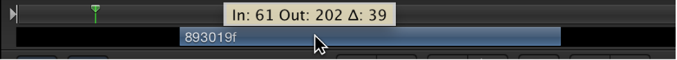 Mini-Timeline showing tooltip specifying In and Out point and change from previous position