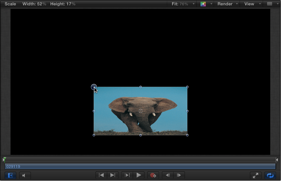 Canvas showing an object being scaled without constraint