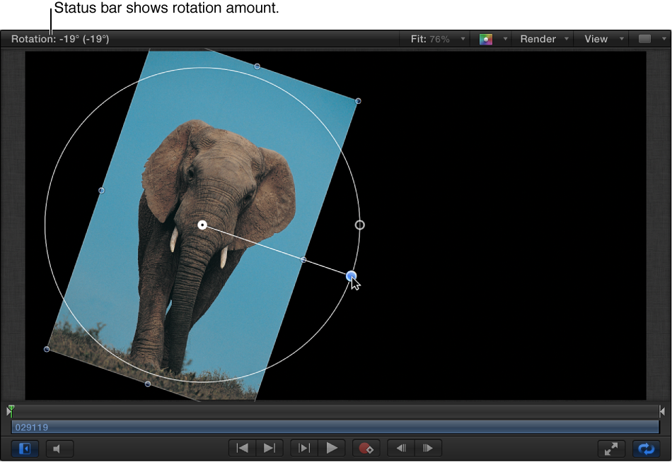 Canvas showing an object being rotated