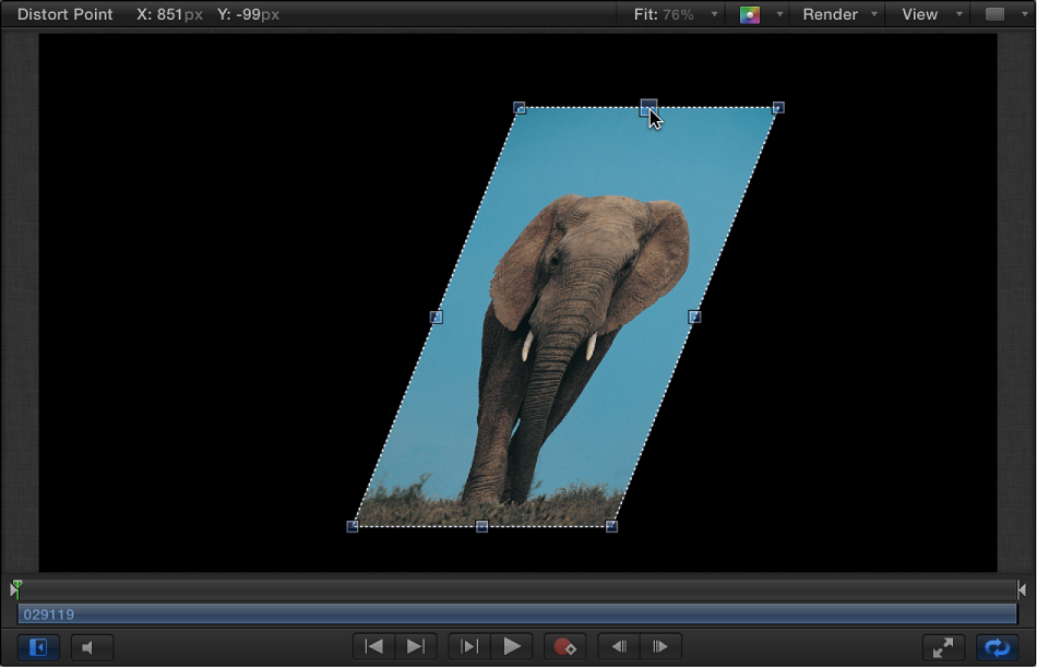 Canvas showing an object being sheared