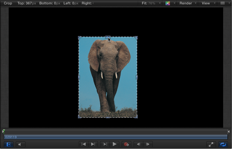 Canvas showing an object being cropped