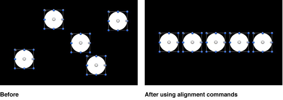 Canvas showing objects being aligned