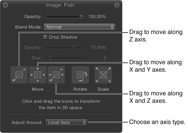 HUD showing 3D controls