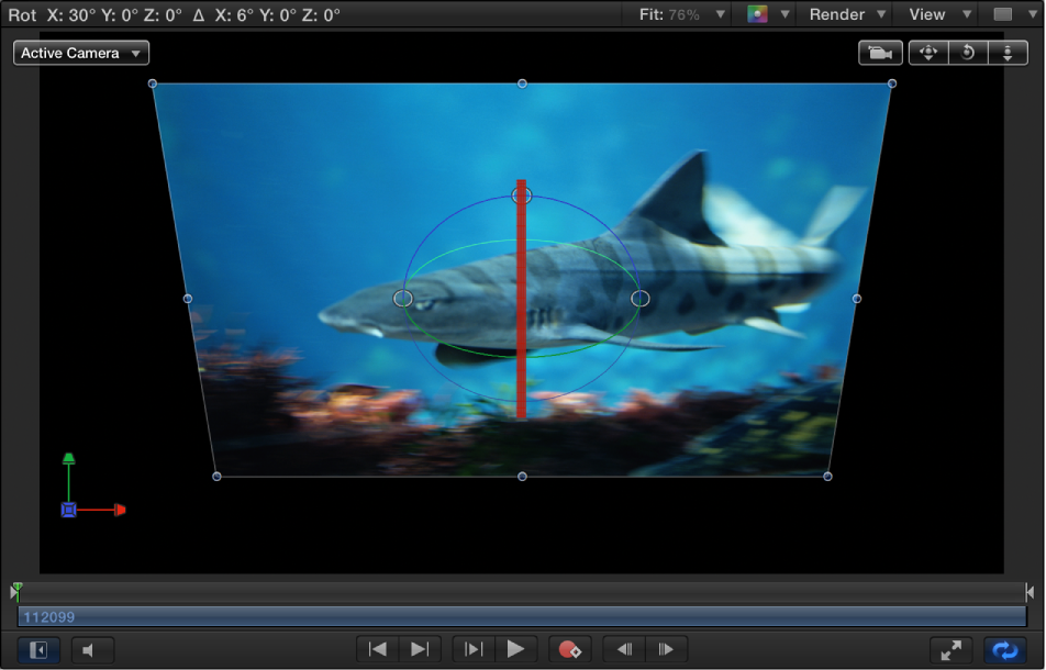 Canvas showing object rotating around X axis