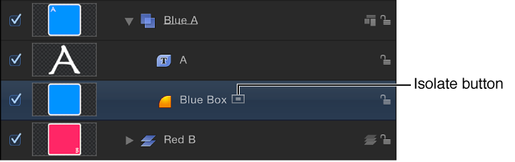 Layers list showing Isolate button