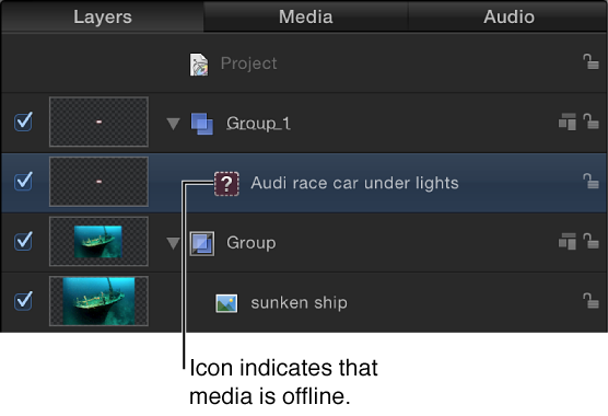 Layers list showing offline media icon