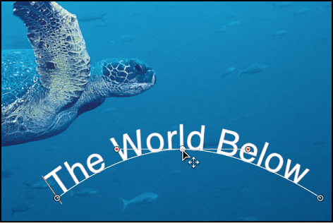 Canvas showing text object with modified path