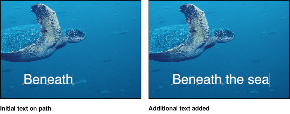 Canvas showing text on a path being edited