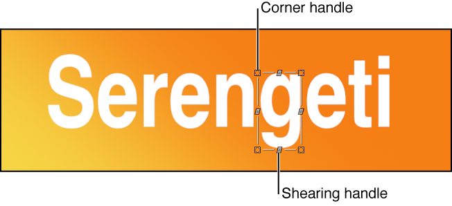 Canvas showing onscreen controls for warping a text glyph