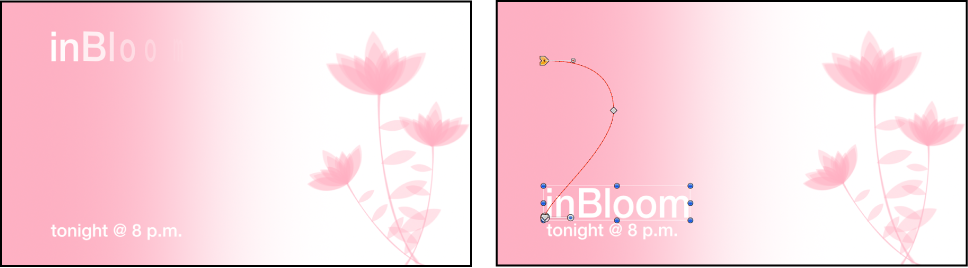 Example of objects changing position over time