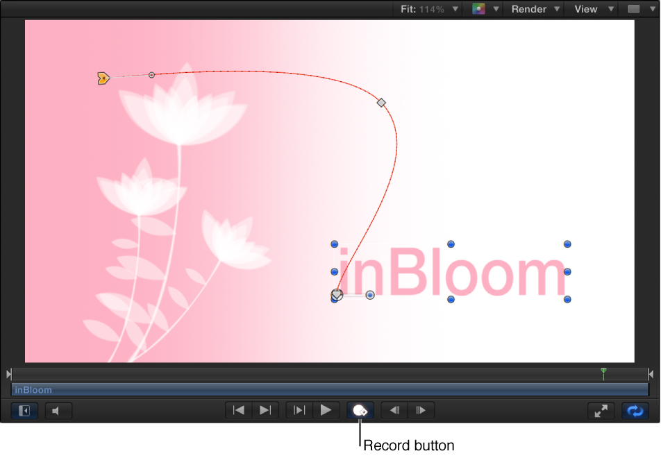Canvas showing active Record button and an animated object