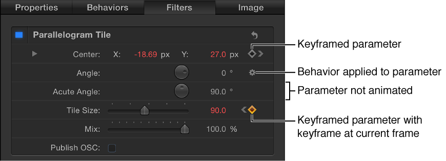 Inspector showing Animation menu icon options