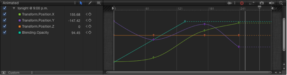 Timing pane showing Keyframe Editor
